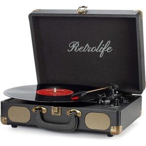 Vinyl Record Player Bluetooth Suitcase Portable Belt-Driven Record Player